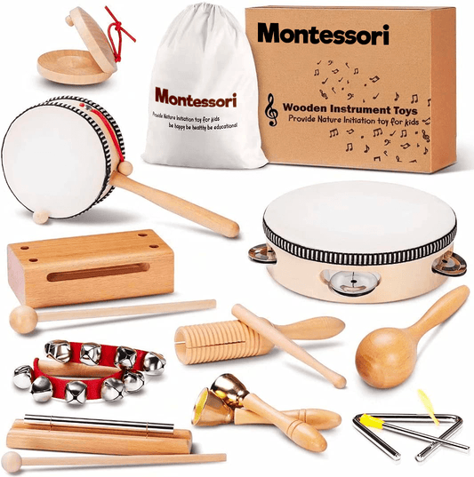 Montessori Holz-Musikinstrumente Set (10 Instrumente)